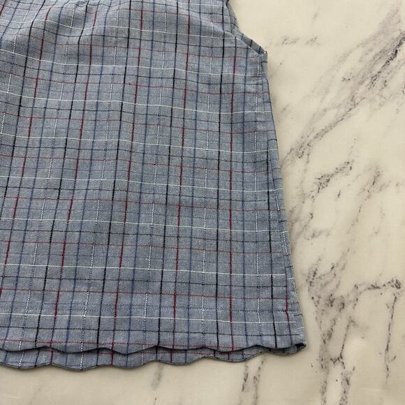 Modcloth Retro Scallop Trim Top Size S Blue Red Check Nautical Buttons Tank - Picture 9 of 11
